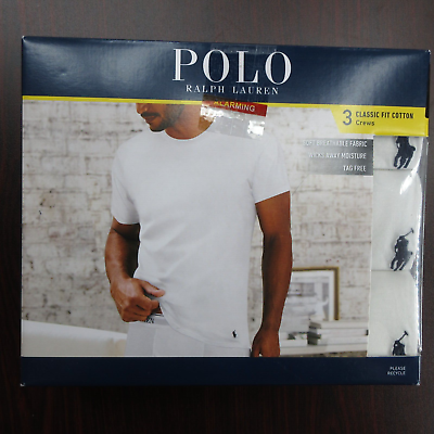#ad Polo Ralph Lauren Classic Fit Crew Neck T Shirt Men#x27;s Medium White 3 Pack New