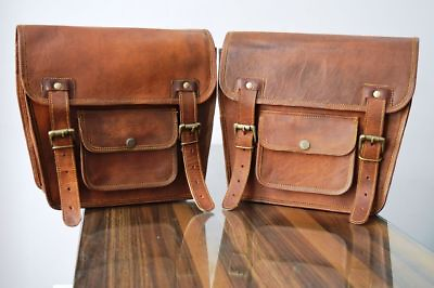 #ad Saddle Motorcycle Bag Leather Western Bags Bike Horse Seat Tooled Brown Oil Bag