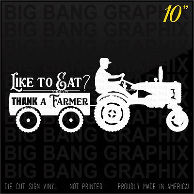 #ad Thank a Farmer Vinyl Decal Sticker Vintage Tractor Gift Dad Family Farm Funny