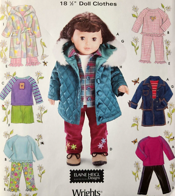 #ad Simplicity 5733 Sew Pattern 18quot; Doll Clothes Winter Coat Jacket PJS Robe Jean