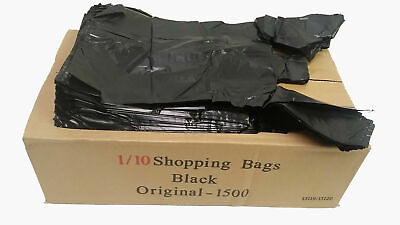 #ad 1500ct SMALL Black Plastic Bags Retail Grocery Store Shopping Carry Out Waste