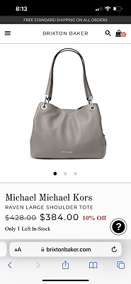 #ad MICHAEL KORS RAVEN Pearl Gray Leather Large Crossbody Purse Bag
