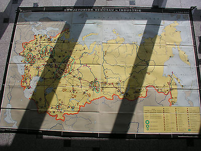 #ad Schulwandkarte Mining Russia 233x165 1969 Vintage Wall Map Card Russia Mining
