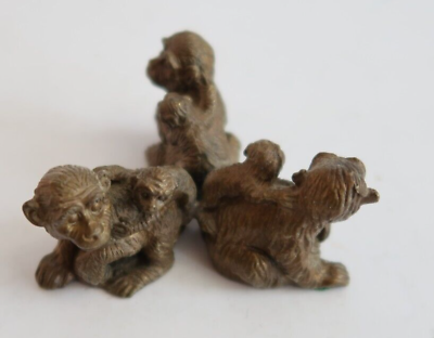 #ad Metal Monkeys with Kids on Back Animal Figurine Statue Sculpture Made Taiwan ROC