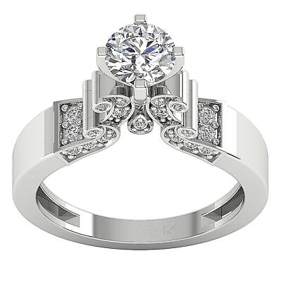 #ad Designer Solitaire Ring I1 G 1.20Ct Round Diamond 14K White Gold Prong Bezel Set