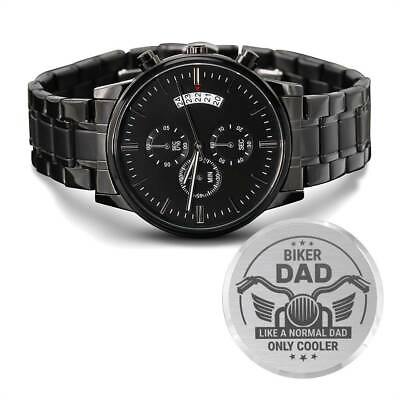 #ad Engraved Black Metal Men Watch Best Father#x27;s Day Gift Biker Dad Only Cooler
