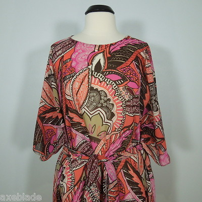 #ad WOMENS Sheer Tunic Paisley Print Kimono Sleeves