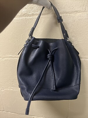 #ad Zara basic collection navy blue crossbody bucket bag purse
