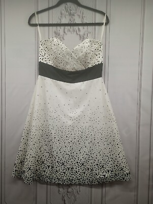 #ad White House Black Market Dress SZ 8 Strapless Formal Cocktail Dalmatian Spots EC