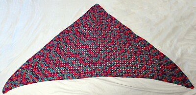 #ad Hand knitted in USA triangle shawl wrap scarf Multicolor 42 inches