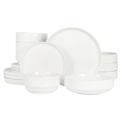 #ad Rothenberg 16 Piece White Fine Ceramic Dinnerware Set