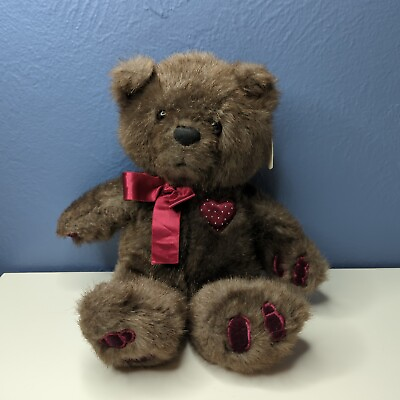 #ad Dakin Bear 1987 Stuffed Plush Heart Love Ribbon Bow Original Tags Teddy Bradford