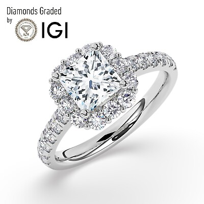 #ad IGI D VS1 Solitaire Lab Grown Princess Diamond Engagement Ring 18K White Gold