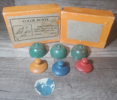 #ad Vintage Color Monte Disks and Cover Trick Set Magic