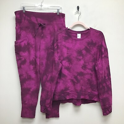#ad All in Motion Womens Berry Purple Set Crew Neck Pullover amp; Jogger Drawstring L
