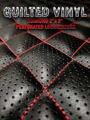 #ad Red Thread Quilted Vinyl Diamond 2quot;x3quot; Perforated Look Texture Fabric 3 8quot; Foam