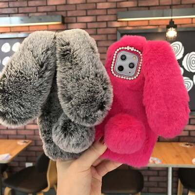 #ad Rabbit Ear Plush Fluffy Warm Case Cover For iPhone 12 13 14 15 Pro Max 11 XR 8 7