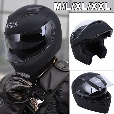 #ad DOT Flip up Modular Full Face Motorcycle Helmet Dual Visor Motocross M L XL XXL