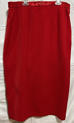 #ad Nina Massini Red Straight Pencil Skirt Size 14