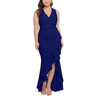 #ad Betsy amp; Adam Womens Blue V Neck Maxi Evening Dress Gown Plus 16W BHFO 7024