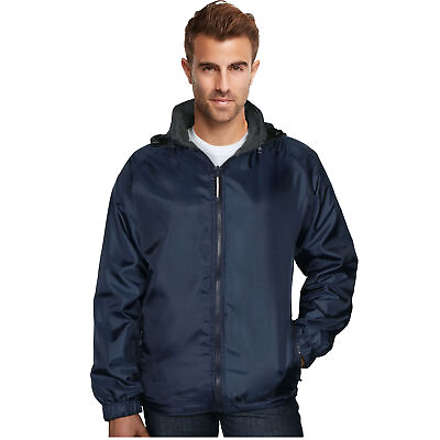 #ad 9 Crowns Maximos Men#x27;s Water Resistant Fleece Lined Wind Rain Hooded Jacket