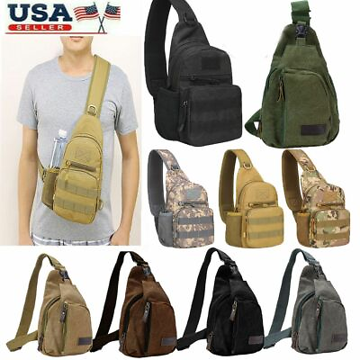 #ad Men Tactical Sling Chest Bag Assault Pack Messenger Shoulder Backpack US
