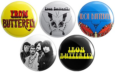 #ad 5 x Iron Butterfly BUTTON PIN BADGES 25mm 1 INCH Psychedelic Rock Band