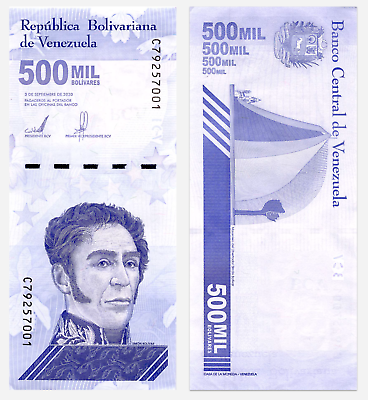 #ad New 2020 Venezuela 500 Mil Bolivar Soberano uncirculated UNC Hyperinflation