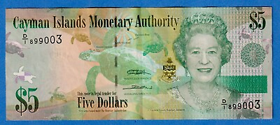 #ad Cayman Islands 5 Dollar 2010 P 39a QE II Circulated Note D 1 899003