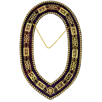 #ad Masonic GRAND LODGE RHINESTONE Chain Collar PURPLE Velvet Prestigious Accessory