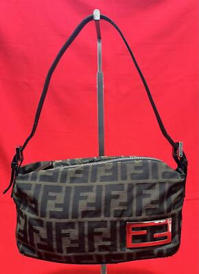 #ad FENDI Zucca Mamma Shoulder Bag Bucket Canvas Leather Brown Used JPN