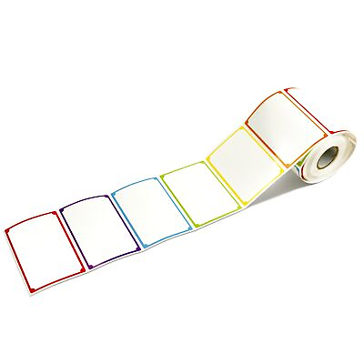 #ad 300pcs 6 Colors Plain Name tag Labels with Perforated Line for School Office ...