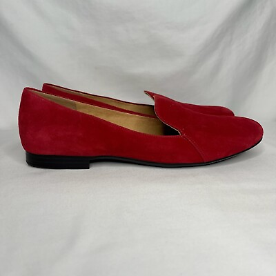#ad Naturalizer Red Suede Emiline Flat Slip On Smoking Loafers Size 10M