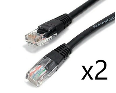 #ad 2 Pack Lot 10ft CAT6 Ethernet Network LAN Router Patch Cable Cord Wire Black