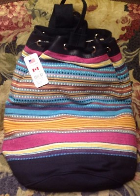 #ad Claire#x27;s Multi Color Striped Tribal Bucket Bag Backpack New Retail Was $28