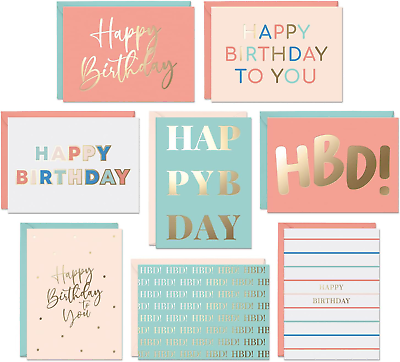 #ad Set of 24 Gold Foil Bulk Birthday Cards Assortment � Bulk Happy Birthday Card wi