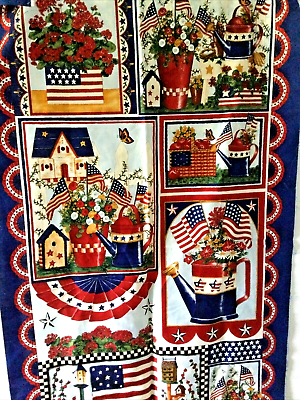 #ad Garden Americana Patriotic American Flag Country Fabric Remnant Cotton 43quot; X 23quot;