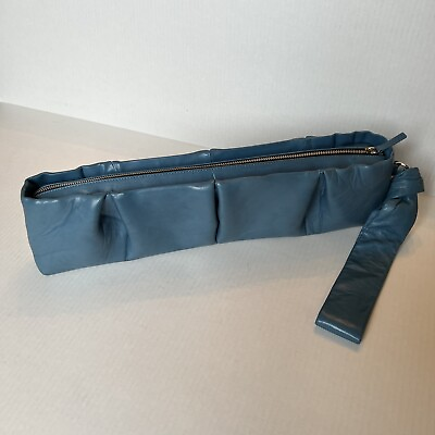 #ad Theory Blue Leather Clutch Baguette Bag 18x5x2.5 see Details💖