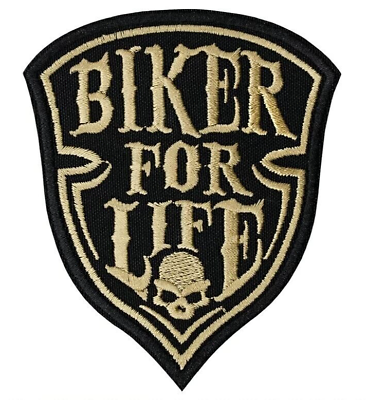 #ad Biker For Life Sew on Patch Skull Motorcycle Gang Club Rider Outlaw Punk Logo