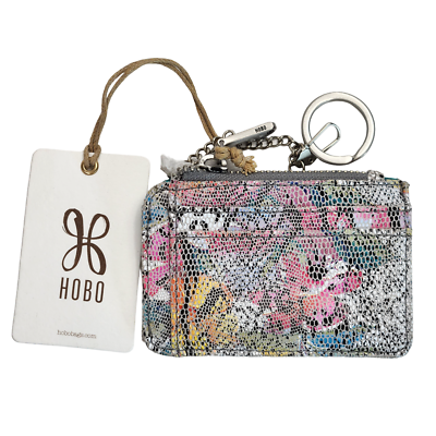 HOBO Kai Leather Wallet Card Holder Lizard Floral with Keychain NWT $34.99