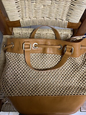 #ad Divina Firenze Bucket Bag Straw Leather Crossbody Women#x27;s Stylish Handbag
