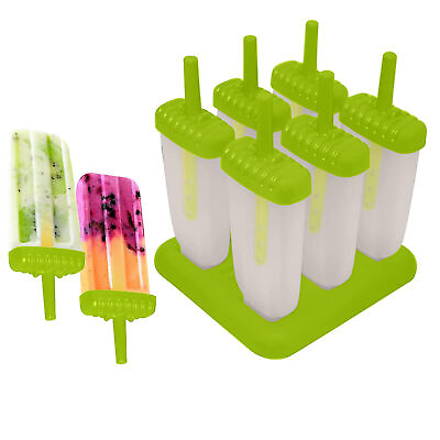 #ad Simple Plastic Set Of 6 Popsicle Ice Pop Maker Assorted Color For Children