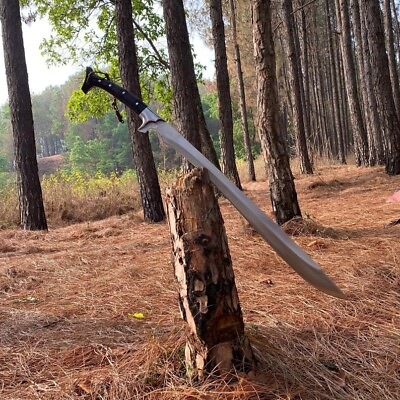 #ad Custom Handmade Carbon Steel Blade Tactical Machete Sword Hunting Sword Camping
