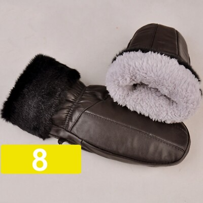 #ad Ladies Leather PU Gloves Mittens Fleece Lined Winter Wrist Riding Ski Windproof