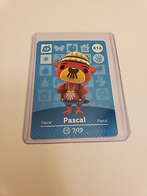 #ad SUPER SALE Pascal # 010 Animal Crossing Amiibo Card AUTHENTIC Series 1 MINT