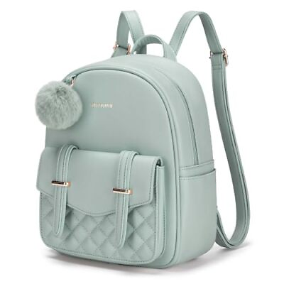 #ad Mini Backpack for Women Cute Small Backpack Purse With Pompom PU 8 green
