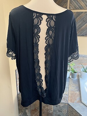 #ad ADORE ME Sexy Open Back BLACK TOP Sz 2X Rayon And Lace Blend NWT