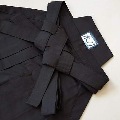 #ad Japanese Hakama Bokuto Deluxe Black for Aikido Kendo Iaido