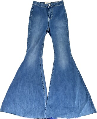 #ad We the Free Womens 26 Blue Flared Jeans High Rise Festival Medium Wash Denim