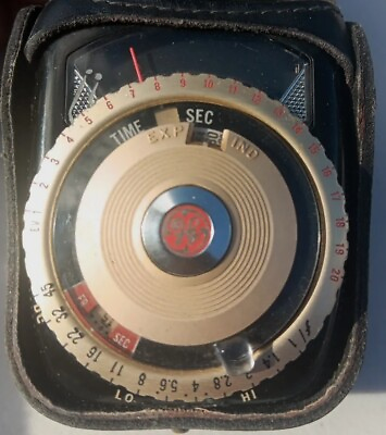 #ad Vtg GE General Electric Type PR 3 Exposure Light Meter w Leather Case Original